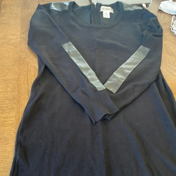 Say What? | Dresses | Say What Black Sweater Dress With Black Faux Leather  Like New Conditionbox | Poshmark